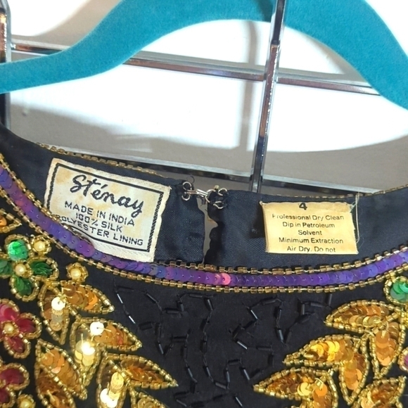 Euc Vintage Silk 80s 90s Sequin Dress sz4 SHOWSTOPPING - Picture 4 of 12